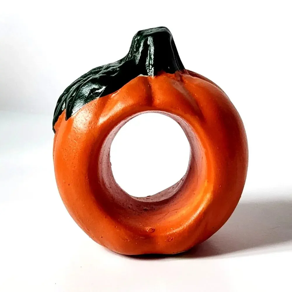 Vintage Hand Painted Porcelain Pumpkin Napkin Rings Set of 4 World Bazaars